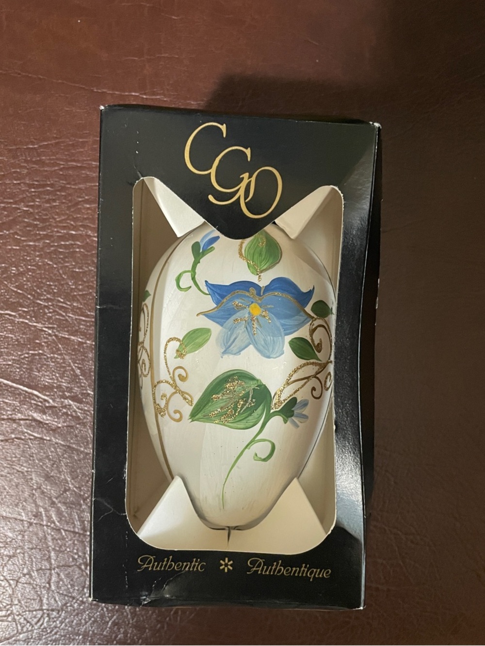Hand-Painted Floral Decorative Egg Ornament